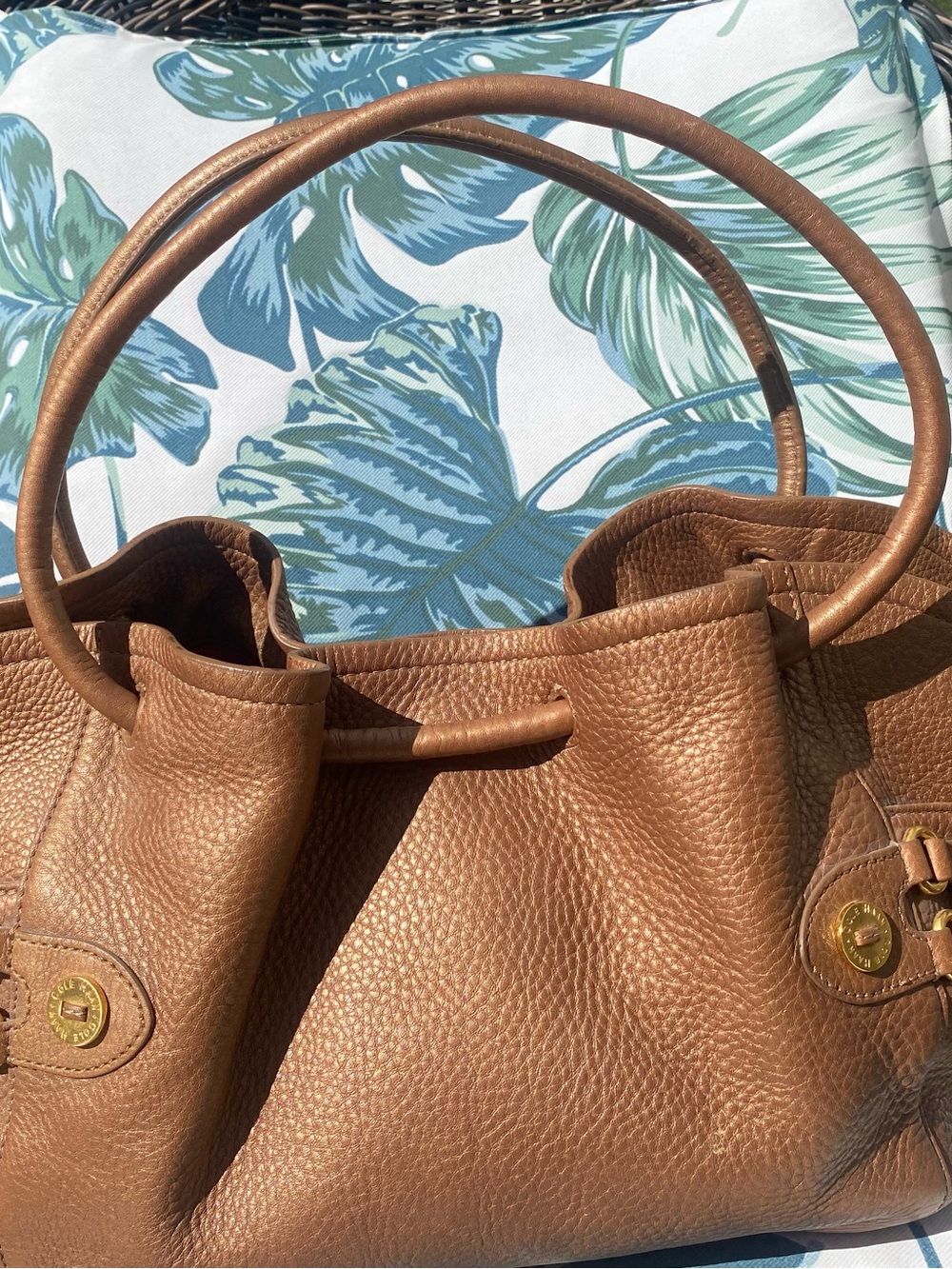 Cole Haan Village F05 Metallic Bronze/Gold Pebble Leather Tote Handbag. - Picture 6 of 6